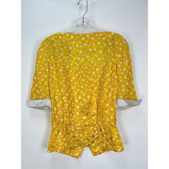 VTG Lutz Teutloff West Germany White Yellow Polka Dot Striped Blouse Skirt 36/8 - Picture 5 of 11